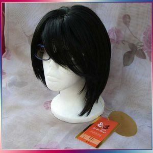 NEW Sexy Black Bob Wig Asymmetrical Side Bangs